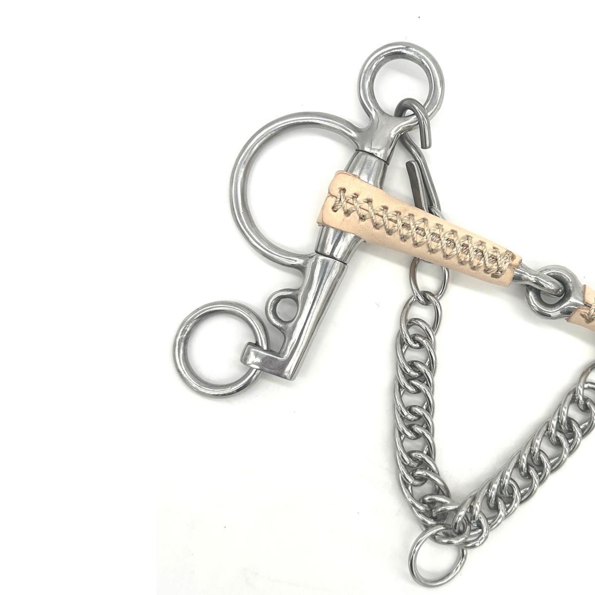 Jake Adams Single Jointed Leather Covered Pelham Bit