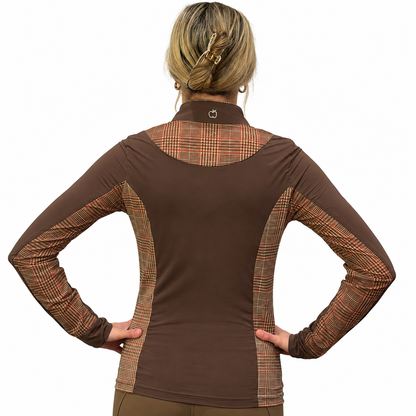 Dapplebay Women's Grace 1/4 Zip Long Sleeve Riding Top-Chocoate-back view