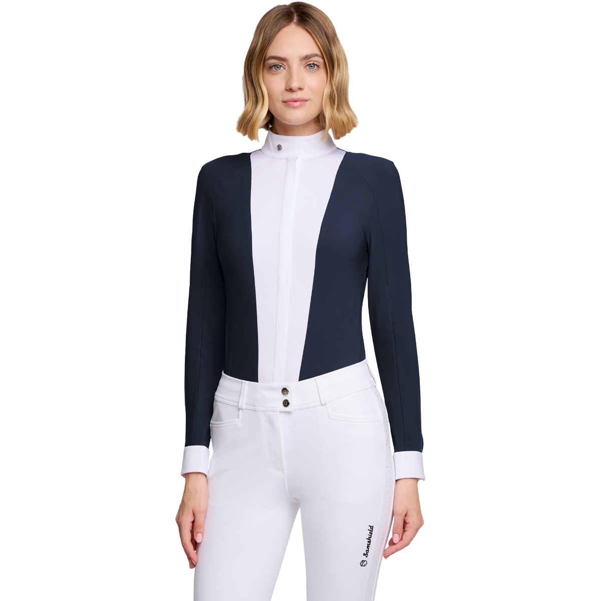 Samshield Women's Lucia Sport Long Sleeve Show Shirt, Navy,  front view
