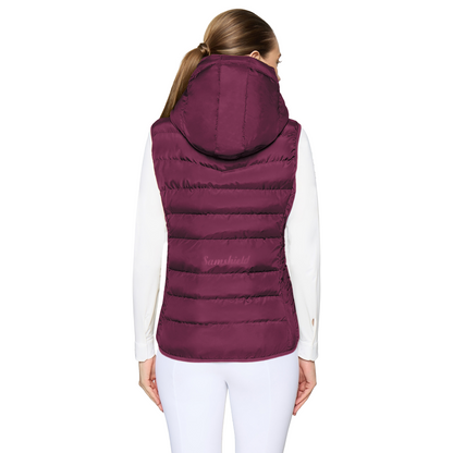 Samshield Women's Chamonix Light Puffer Vest, plum, back view