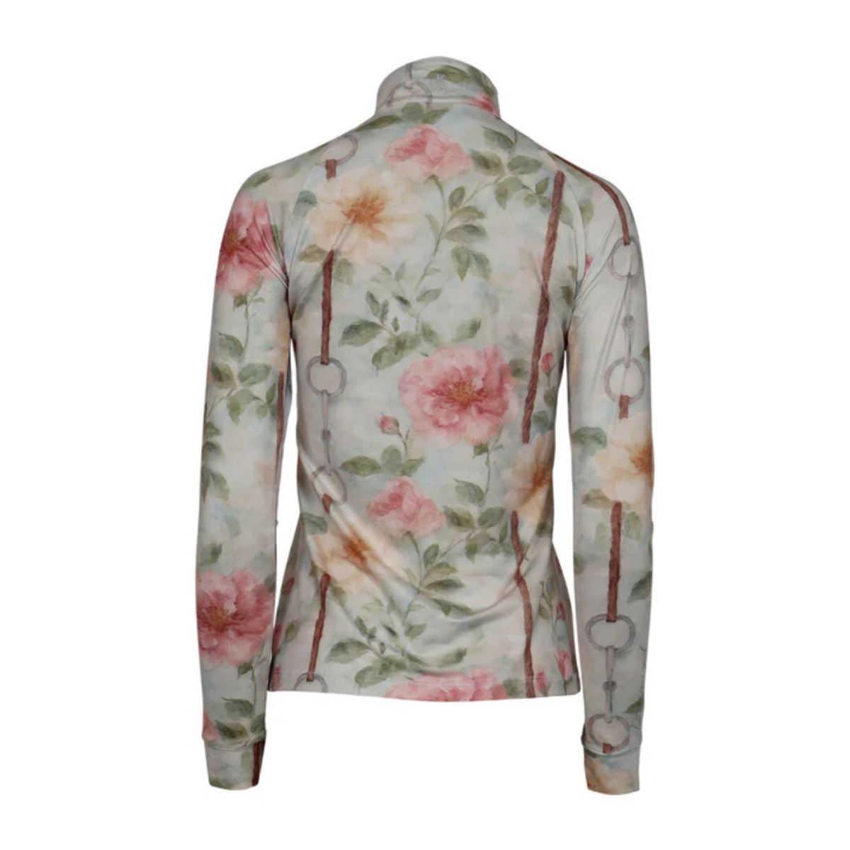 Dapplebay Women's Vintage Floral 1/4 Zip Long Sleeve Riding Top