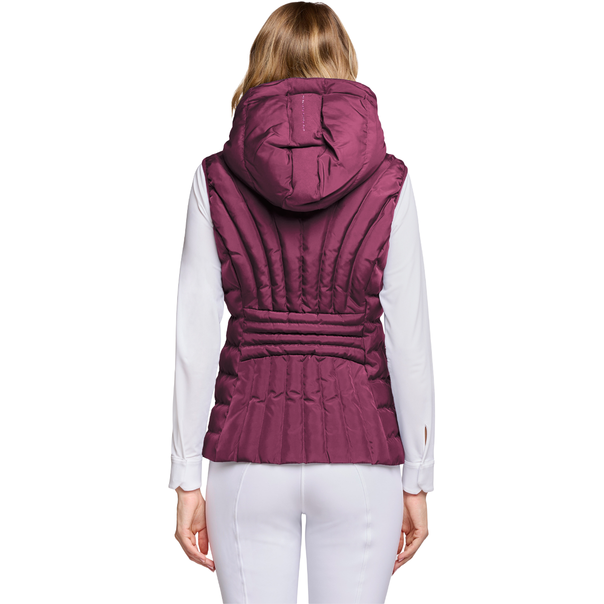 Samshield Women's Shelyne Light Puffer Vest, Plum, Back View