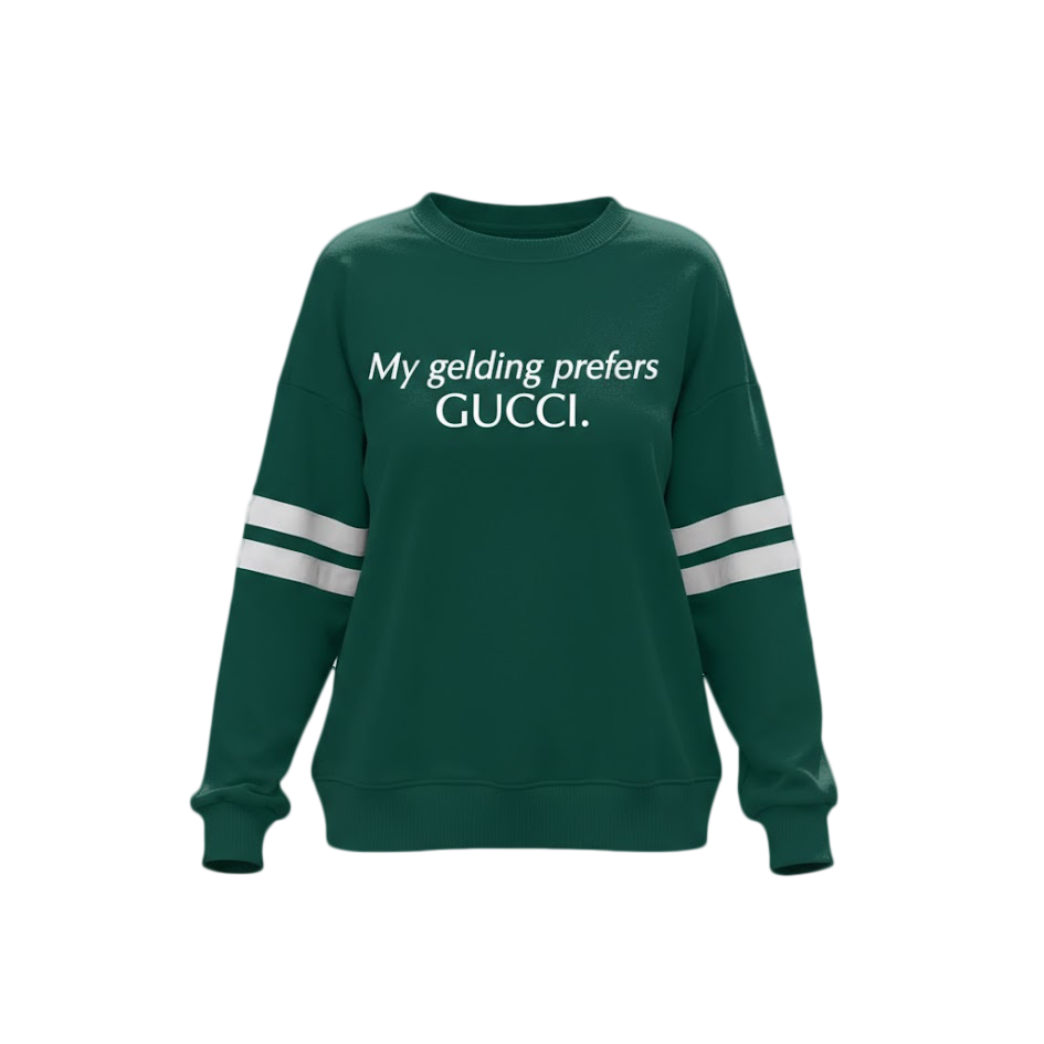 Equine & Design Printed Varsity Drop Shoulder Sweatshirt