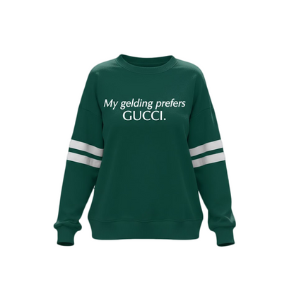 Equine & Design Printed Varsity Drop Shoulder Sweatshirt