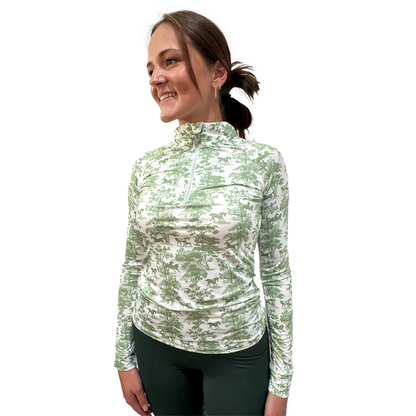 Dapplebay Equestrian Toile 1/4 Zip Light Riding Top - Long Sleeve