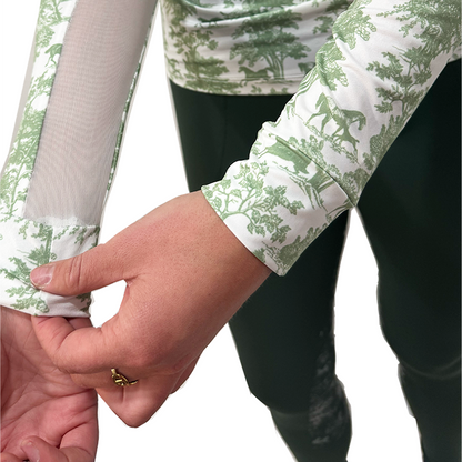 Dapplebay Equestrian Toile 1/4 Zip Light Riding Top - Long Sleeve