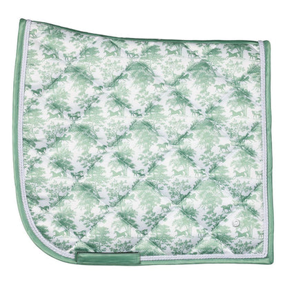 Dapplebay Equestrian Toile Dressage Saddle Pad-Green/White/Pattern-Side View