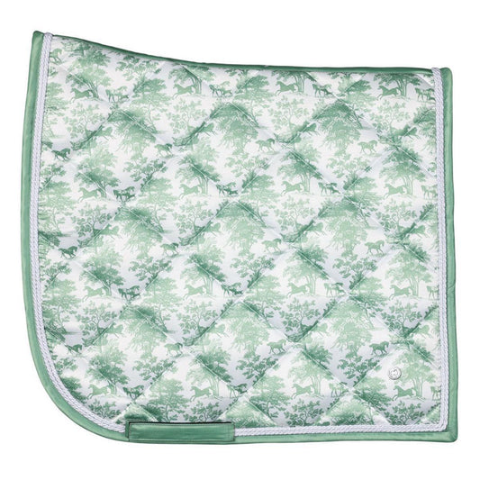 Dapplebay Equestrian Toile Dressage Saddle Pad-Green/White/Pattern-Side View