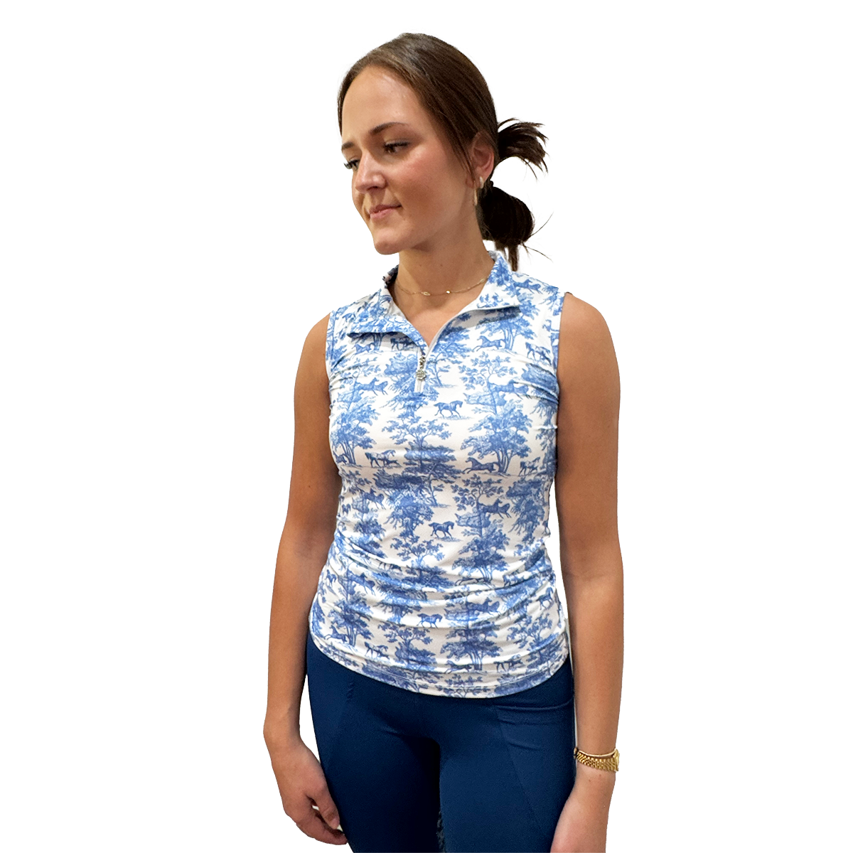Dapplebay Equestrian Toile 1/4 Zip Sleeveless Riding Top