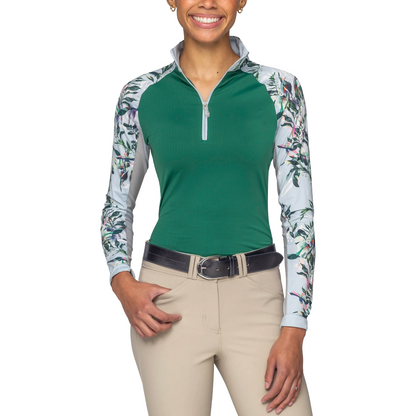 Kastel Powder Blue Botanical 1/4 Zip Raglan