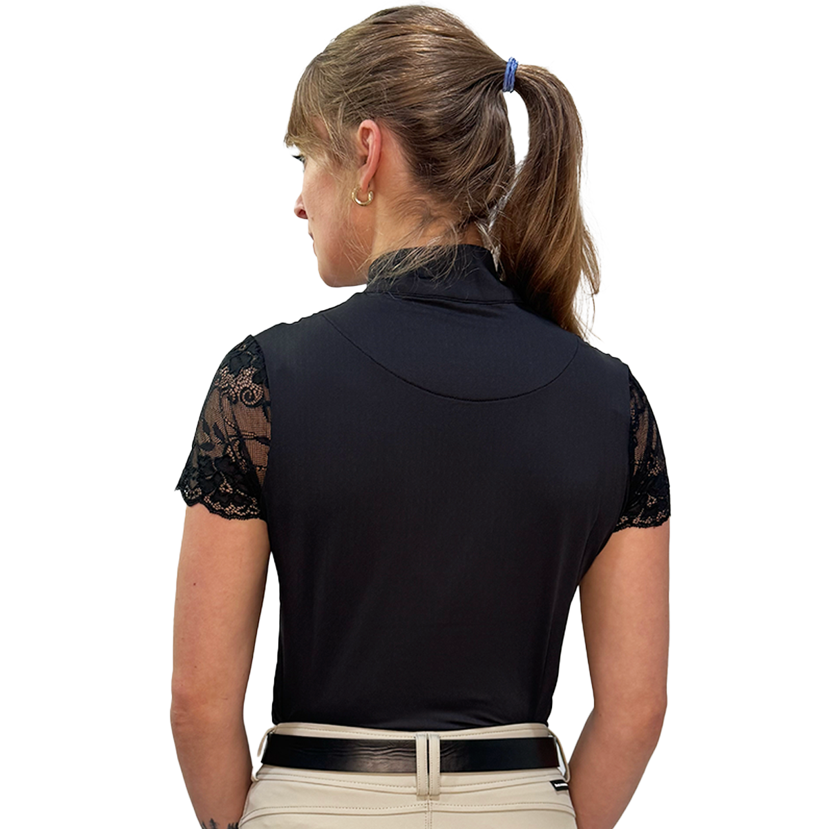 Kastel Galloon Lace Black 1/4 Zip Shirt