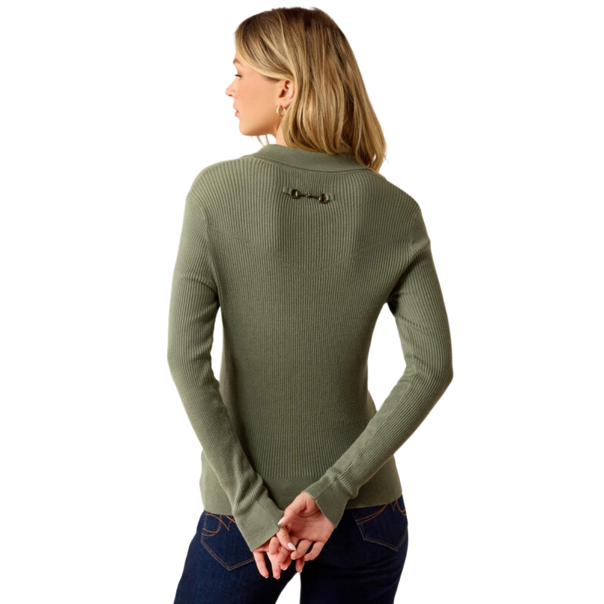 Ariat Women's Winsthorpe Sweater model view in sea spray