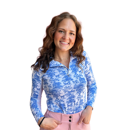 Dapplebay Equestrian Toile 1/4 Zip Light Riding Top - Long Sleeve