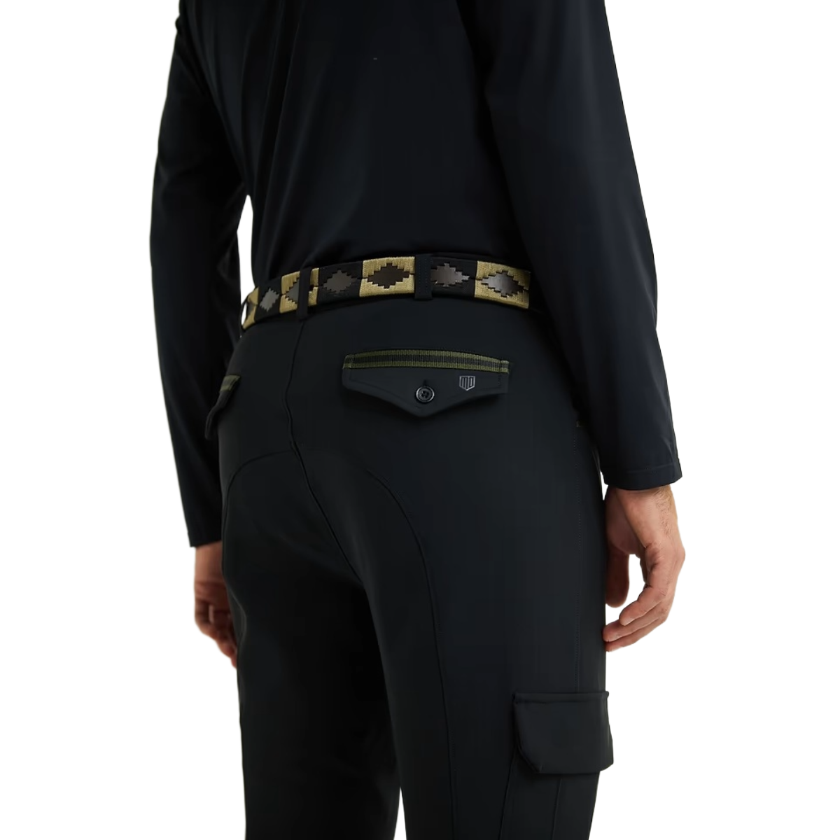 Maya Delorez Men's Cargo Half Seat Breeches-Black-Back View