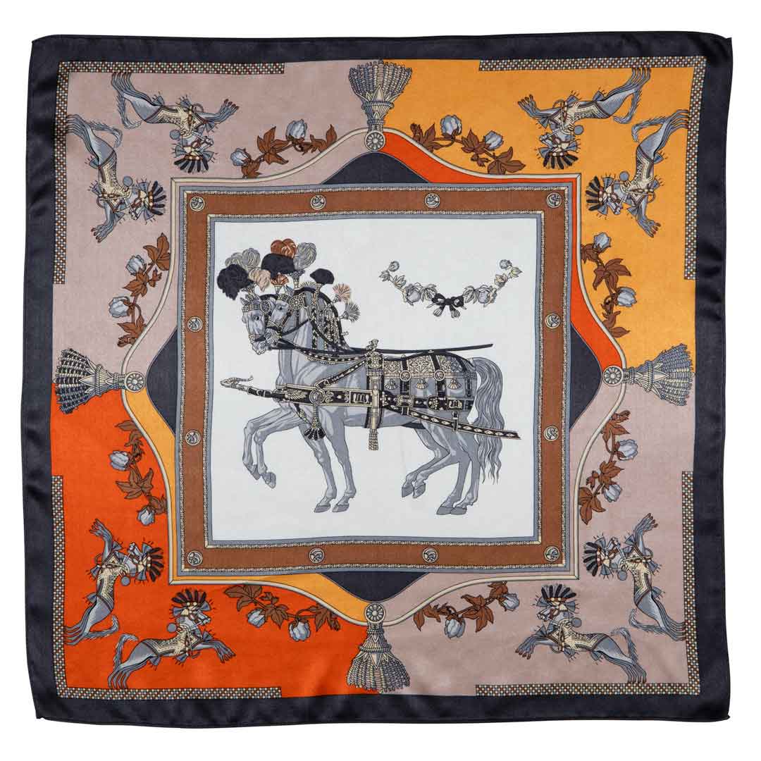 Urban Equestrian  Helena - Stylized Equestrian Scarf in Bold Amber & Tangerine