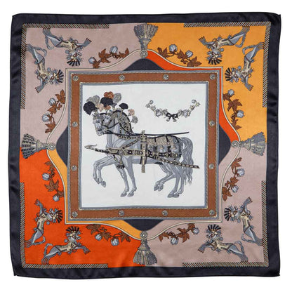 Urban Equestrian  Helena - Stylized Equestrian Scarf in Bold Amber & Tangerine