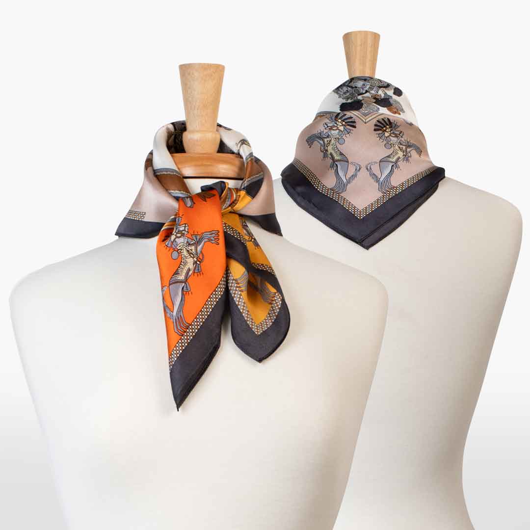 Urban Equestrian  Helena - Stylized Equestrian Scarf in Bold Amber & Tangerine
