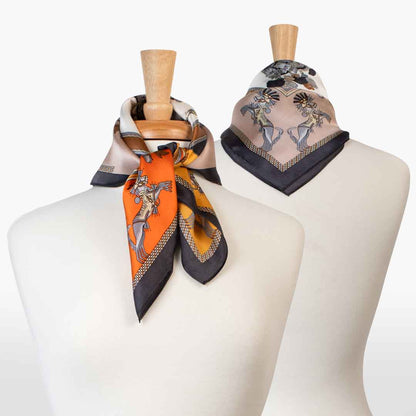 Urban Equestrian  Helena - Stylized Equestrian Scarf in Bold Amber & Tangerine