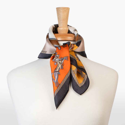 Urban Equestrian  Helena - Stylized Equestrian Scarf in Bold Amber & Tangerine