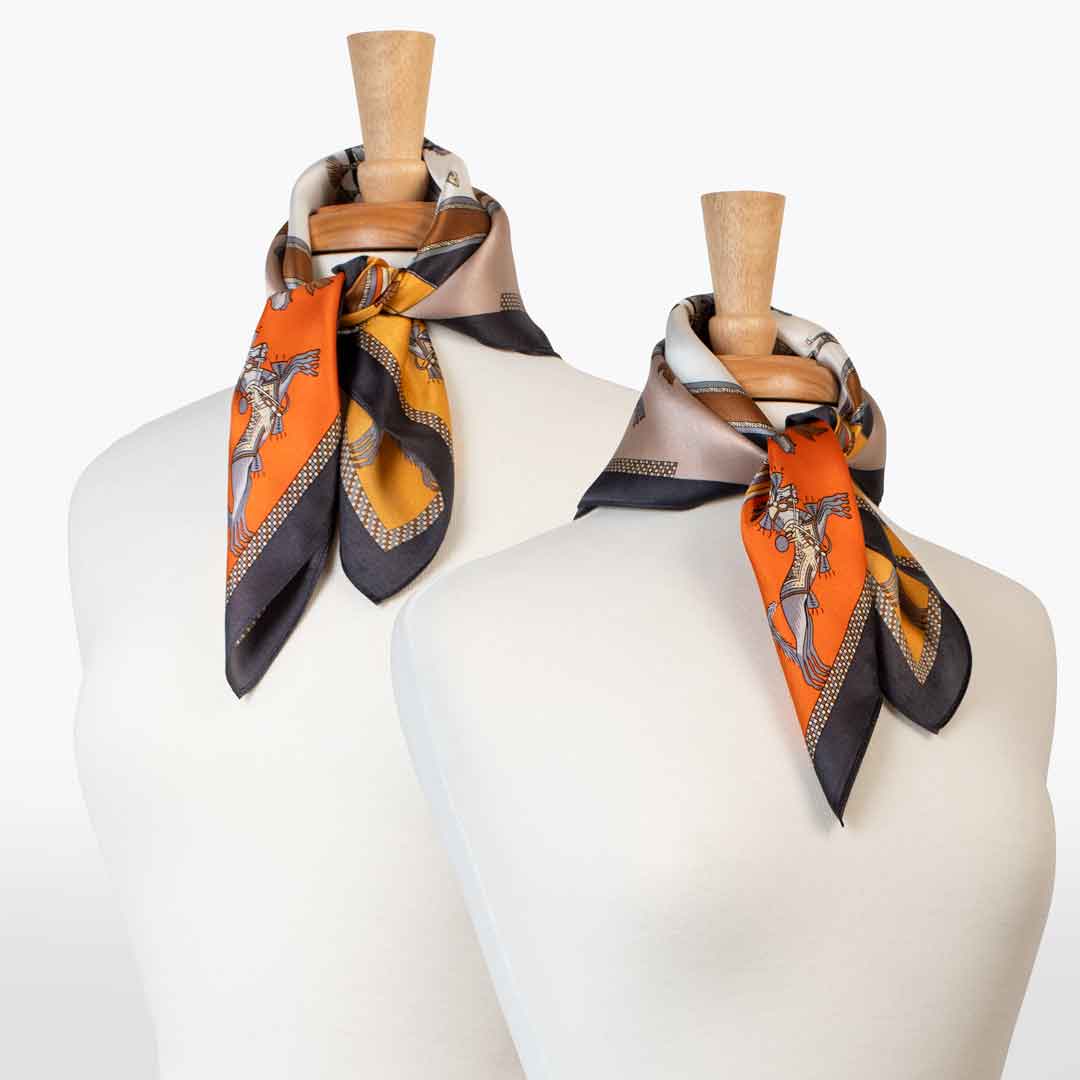 Urban Equestrian  Helena - Stylized Equestrian Scarf in Bold Amber & Tangerine