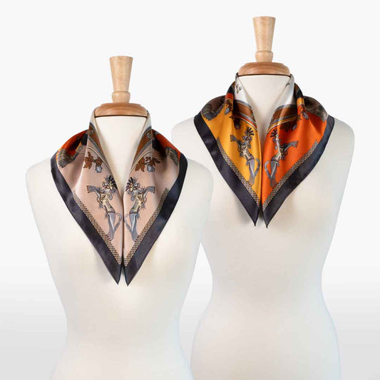 Urban Equestrian  Helena - Stylized Equestrian Scarf in Bold Amber & Tangerine