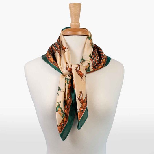 Urban Equestrian  Empire - Stylized Equestrian Pattern Multi-Color w/ Emerald Border Scarf