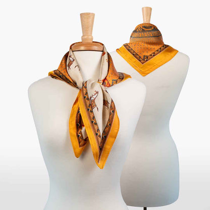 Urban Equestrian  Empire - Stylized Equestrian Scarf in Tangerine