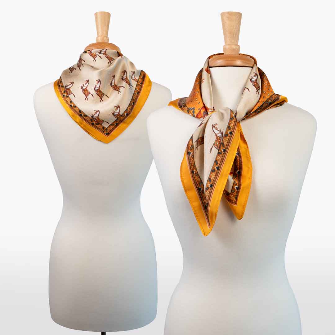 Urban Equestrian  Empire - Stylized Equestrian Scarf in Tangerine
