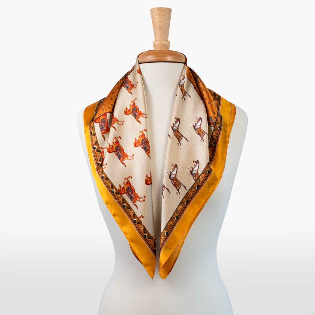 Urban Equestrian  Empire - Stylized Equestrian Scarf in Tangerine