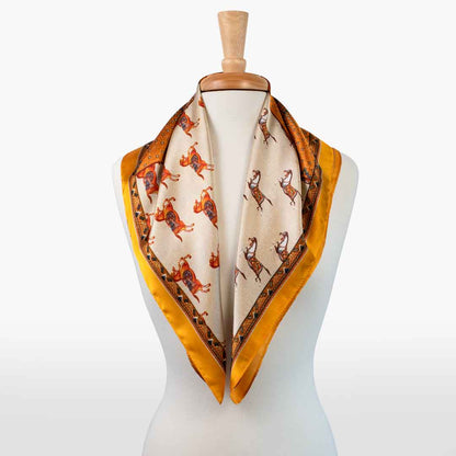 Urban Equestrian  Empire - Stylized Equestrian Scarf in Tangerine