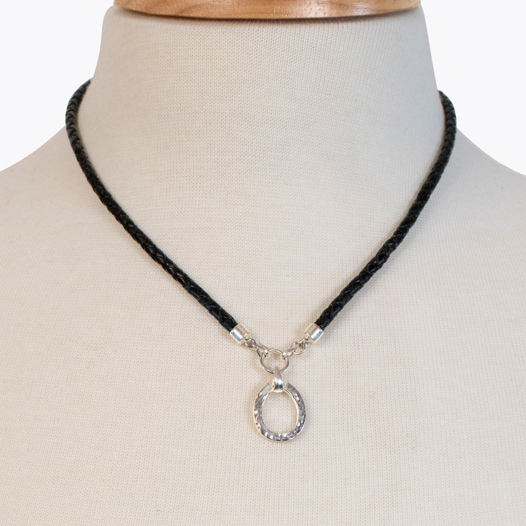 Urban Equestrian  Equinox - Leather & Silver Equestrian Horseshoe Necklace