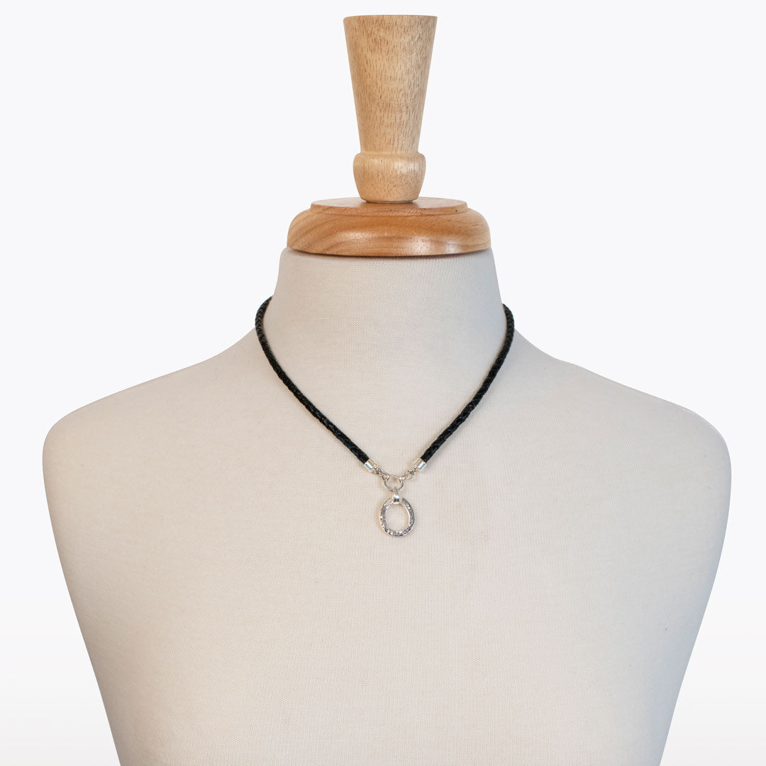 Urban Equestrian  Equinox - Leather & Silver Equestrian Horseshoe Necklace