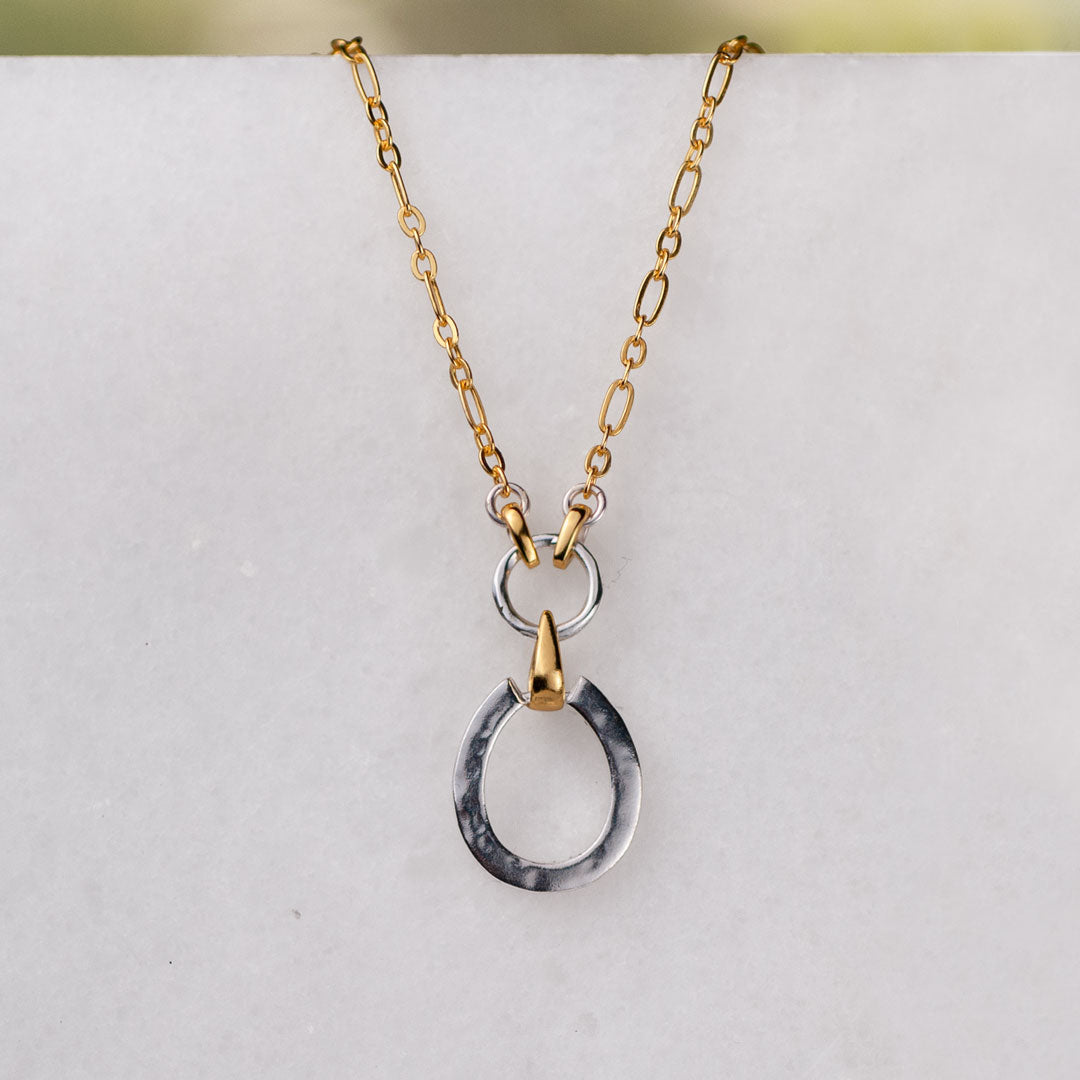 Urban Equestrian  Equinox - Two Tone Equestrian Horseshoe Necklace