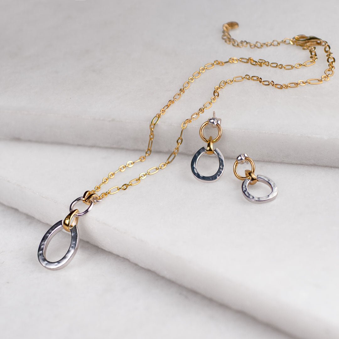 Urban Equestrian  Equinox - Two Tone Equestrian Horseshoe Necklace