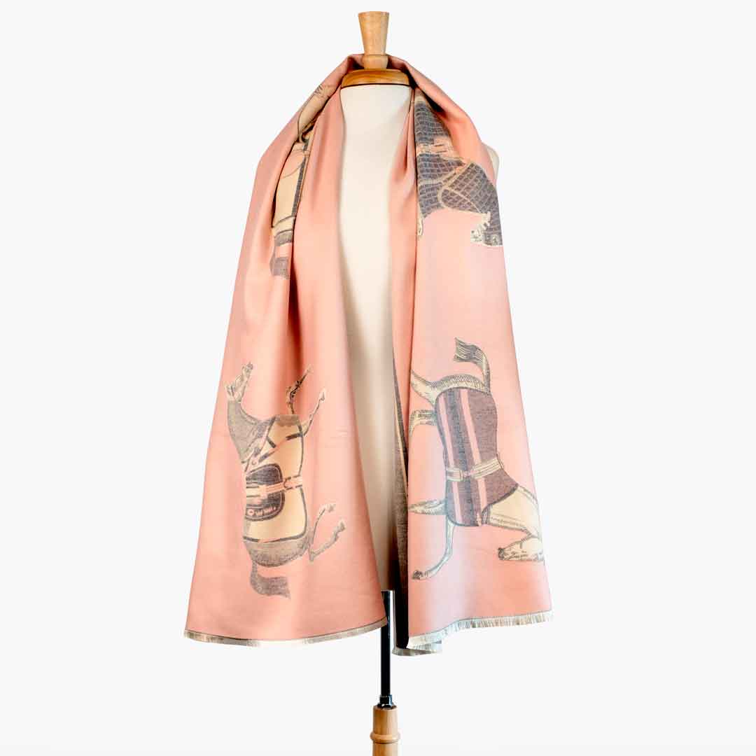 Urban Equestrian  Equus -  Blush Pink Equestrian Motif Luxe Shawl