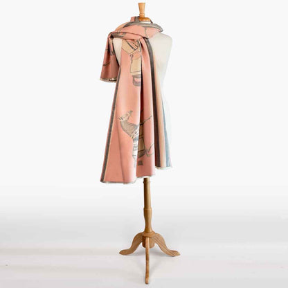 Urban Equestrian  Equus -  Blush Pink Equestrian Motif Luxe Shawl