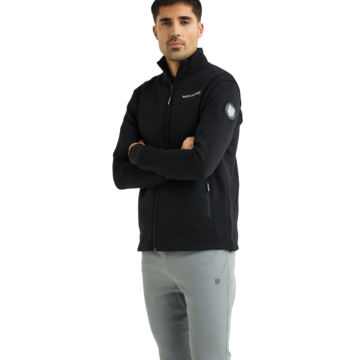 Maya Delorez Men's Zip-up Sweater-Black-Front View