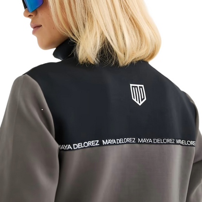 Maya Delorez Women's Halfzip Pullover-Gray/Black-Back-Logo View