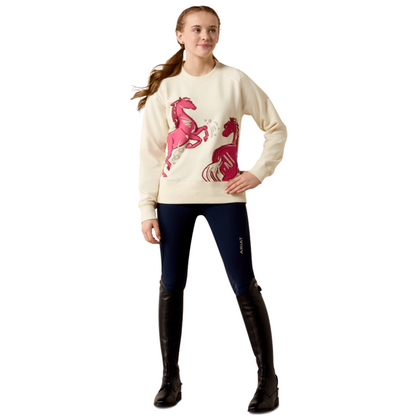 Ariat Youth Martine Sweatshirt model view in antique white