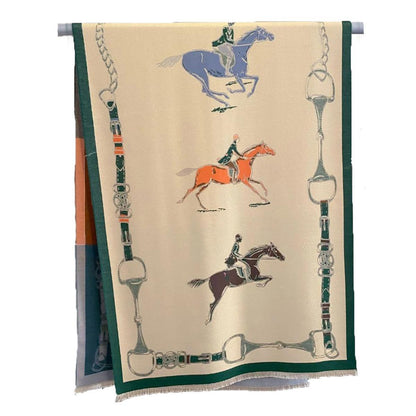 AWST Int'l Hunter Horses Acrylic Cashmere Scarf
