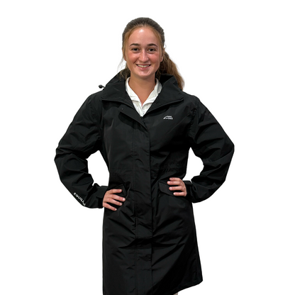Equiline Women's EQEXTRE 3/4 Waterproof Rain Coat-Black-Front View
