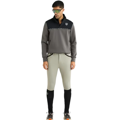 Maya Delorez Men's Halfzip Pullover-Gray/Black-Front View