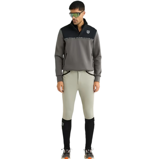Maya Delorez Men's Halfzip Pullover-Gray/Black-Front View