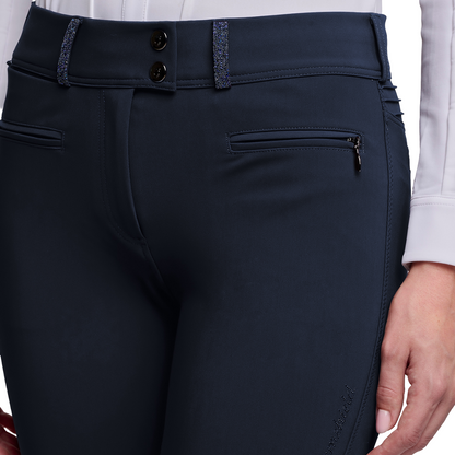 Samshield Women's Chloe Crystal Knee Grip Breech, Navy, pocket view