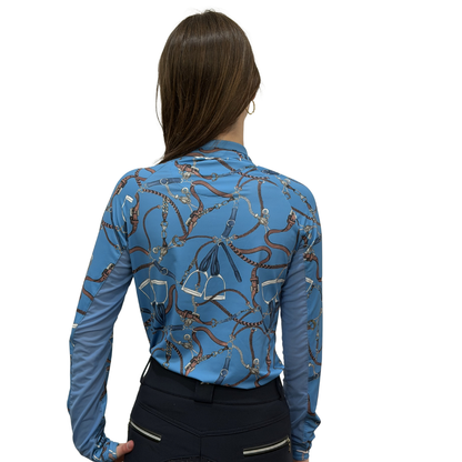 Kastel Long Sleeve Tahoe Blue Belts 1/4 Zip Sun Shirt