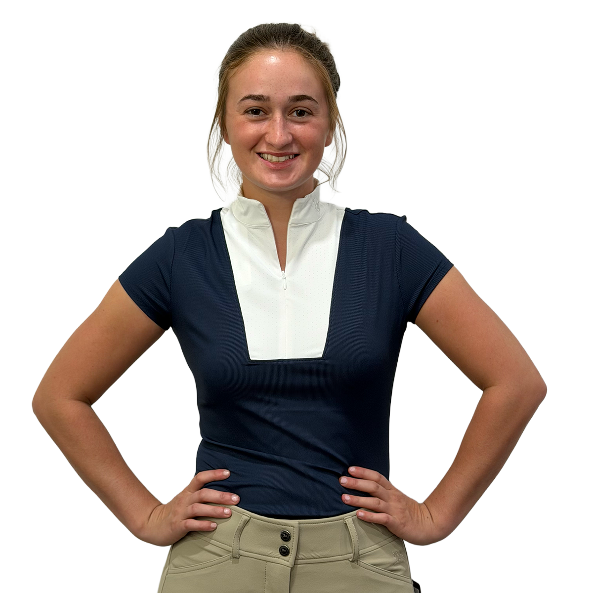 Women's Celeste Short Sleeve Show Shirt - Navy - Front View
