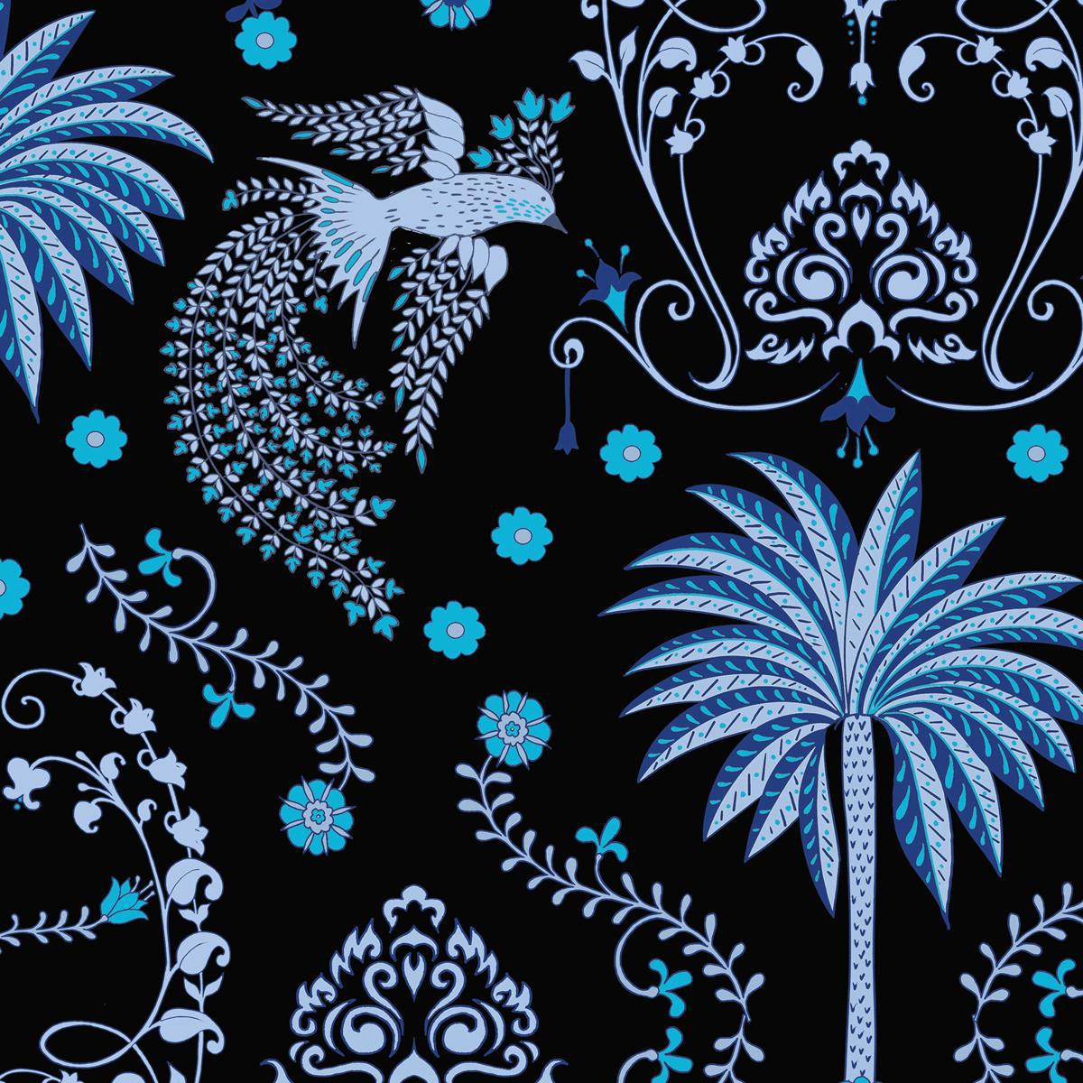 Kastel Long Sleeve French Blue Regal Palm Raglan 1/4 Zip Sun Shirt