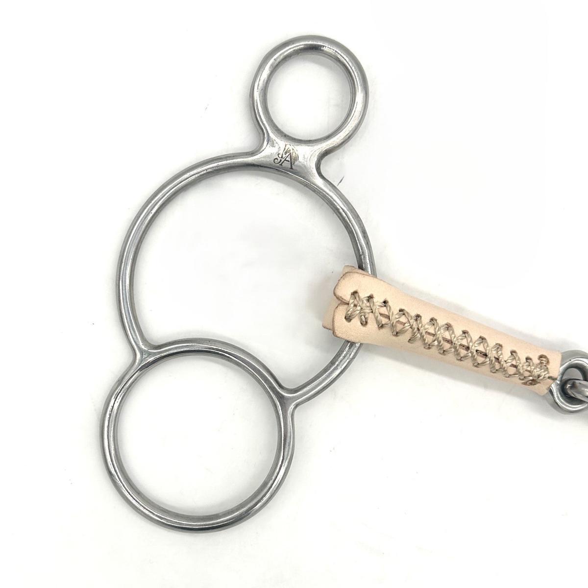 Jake Adams Single Jointed Leather Covered Two Ring Bit