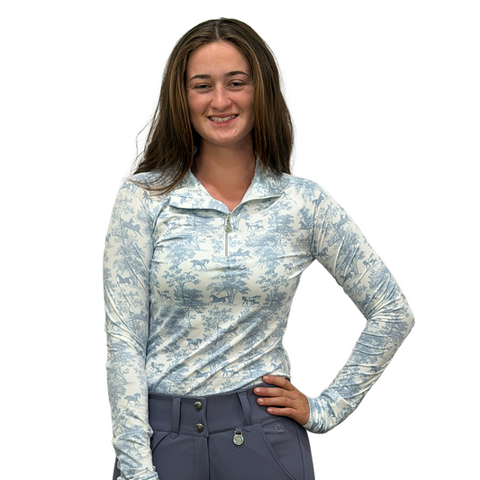 Dapplebay Equestrian Toile 1/4 Zip Long Sleeve Riding Top