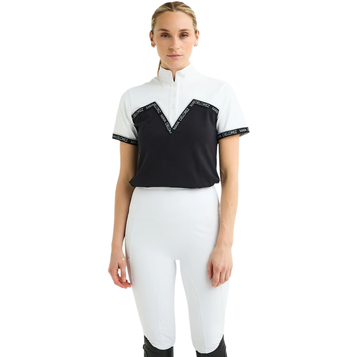 Maya Delorez Women's Competition Sport Shirt-Black-Front View